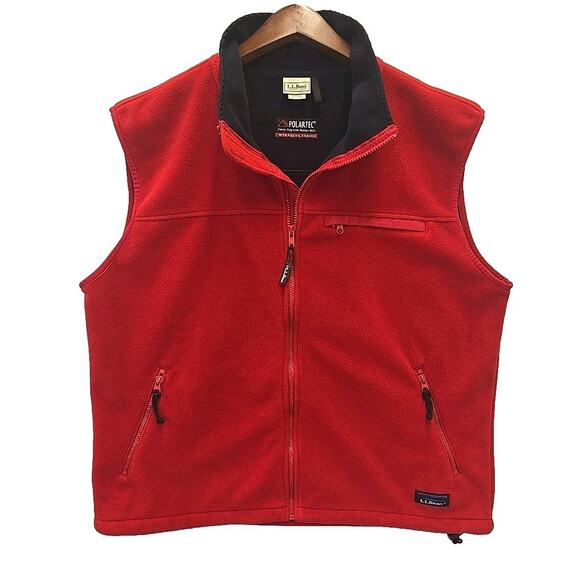 Vintage L.L. Bean Mens Fleece Vest Sz XL Polartec Windbloc Red Made In USA - Picture 1 of 9